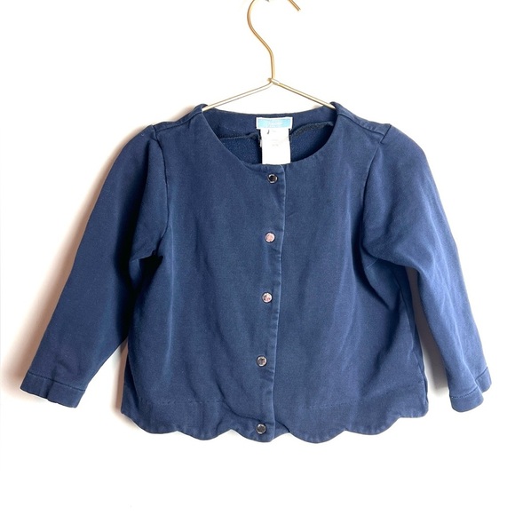 Jacadi Navy Girls Scalloped Cardigan 3 - Picture 2 of 7
